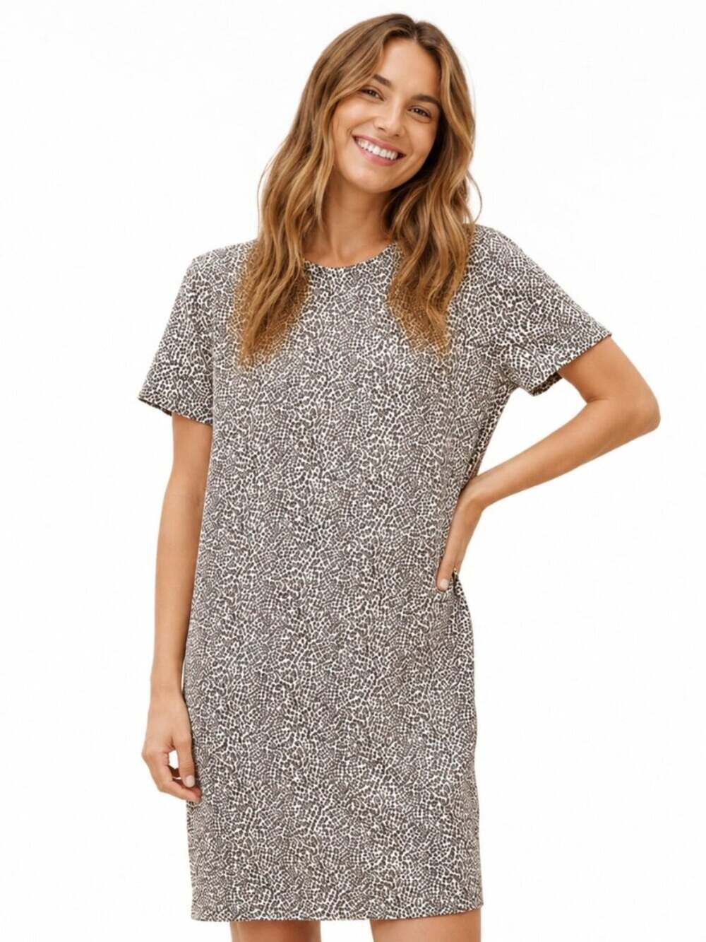 Jenni Kayne Leopard Print T-Shirt Dress Cotton Midi M